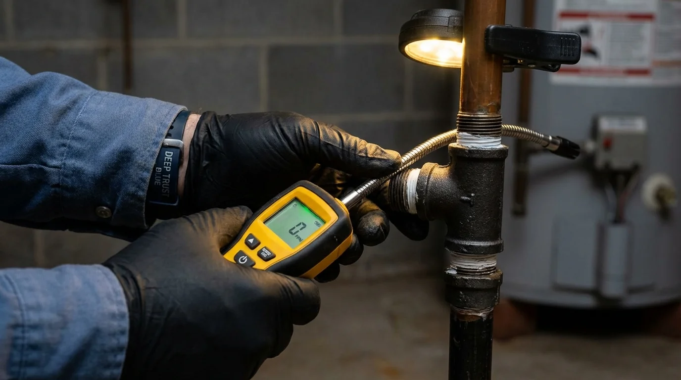 Gas leak detection with electronic sniffer by Johns Plumbing LLC in Reading
